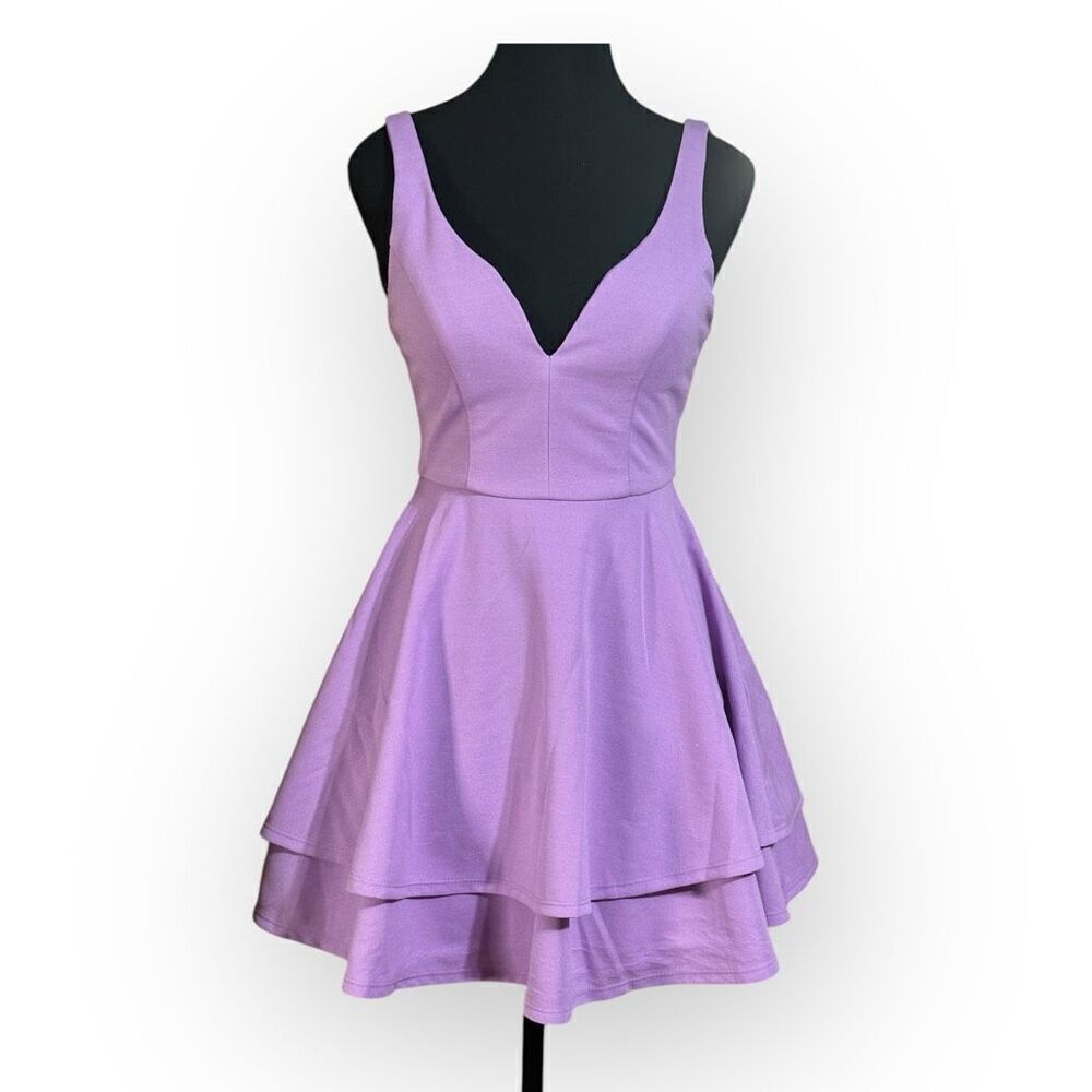 NWOT City Triangles Womens Lavender Two-Tiered Mini Dress Size XS Juniors